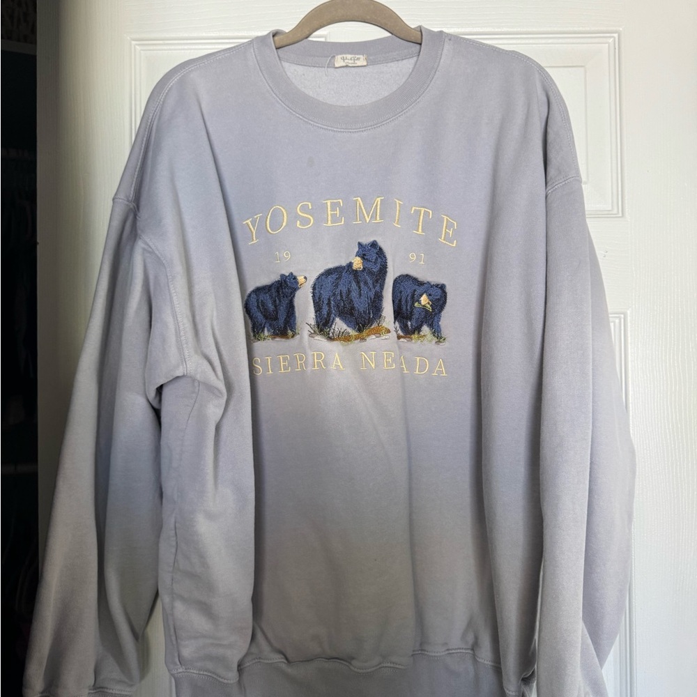 Brandy Melville Gray/ Blue shade Yosemite Crewneck Sweater